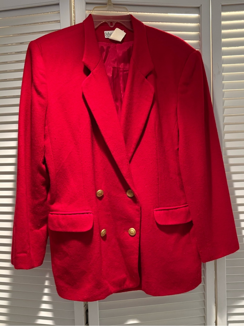 Private Concepts Red Double-Breasted Wool Blazer Jacket